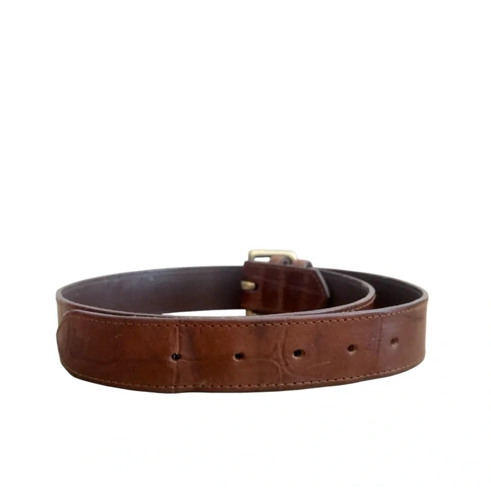 Vintage‎ Mulberry Designer Classic Brown Leather Embossed Belt Size 32/80